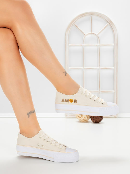 Adidași Flatforms Pentru Femei Bej