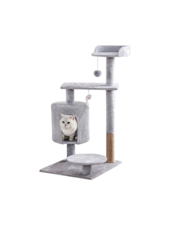 Pet's Choice Kratzbaum Katzenbaum Grau 4 Ebenen 90x50x30cm