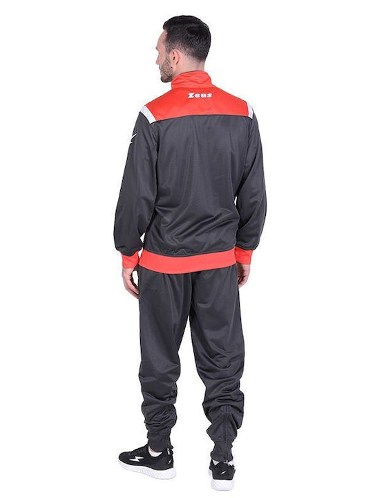 Glossy Tracksuit Set Red/dark Grey