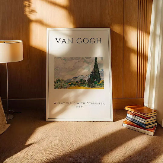 Poster Van Gogh Wheat Field Cypresses Art002 40cm X 50cm Premium Black Wooden Frame