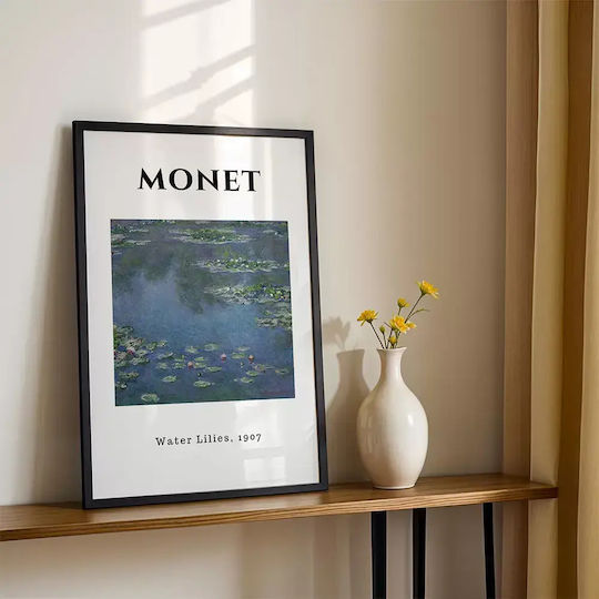 Poster Monet Waterlillies Art013 40cm X 50cm Brown Wooden Frame