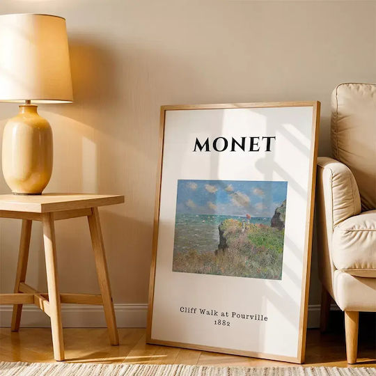 Poster Monet Cliff Walk At Pourville Art009 40cm X 50cm Premium Μαύρο Ξύλινο Κάδρο-55257pd156882f55323