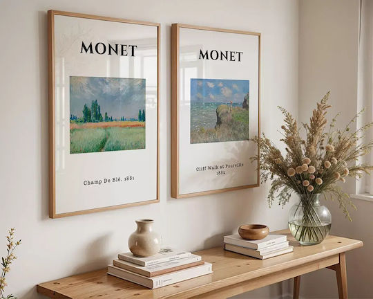 Poster Monet Cliff Walk At Pourville Art009 40cm X 50cm Premium Μαύρο Ξύλινο Κάδρο-55257pd156882f55323