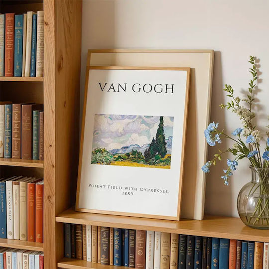 Poster Van Gogh Wheat Field Cypresses Art002 40cm X 50cm Λευκή Ξύλινη Κορνίζα-55246pd156889f55310