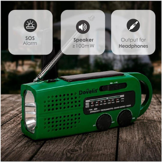 Led Solar Lighting Accessories for Camping with Flashlight, Radio & Powerbank 150lm 2W Green