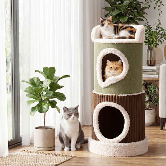 Costway Cat Barrel 3 Levels 2 Caves Ø41 Cm X 85 Cm Pv10562gn