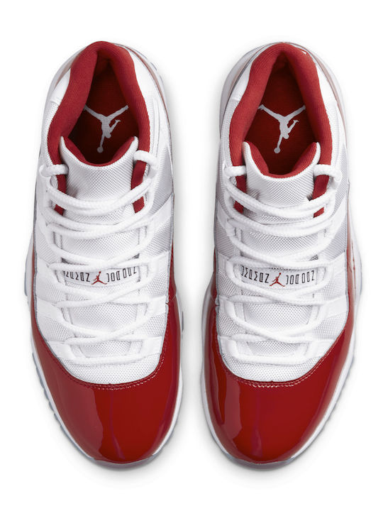 Air  11 Retro Мъжки Високи Сникърси Бели / Varsity Red / Black