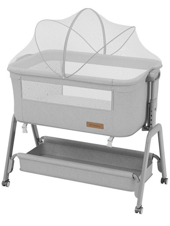 Tulano Babywiege Laufstall mit Matratze und Rädern Grau