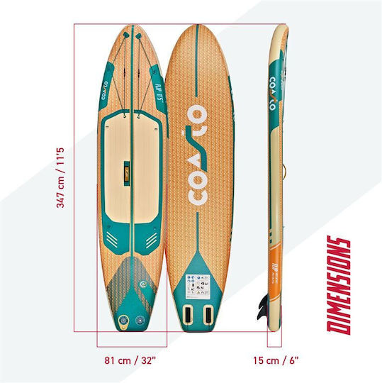 Wattsup Coasto Flip 11'5 Надуваема SUP Дъска с Дължина 3.47m Бежова