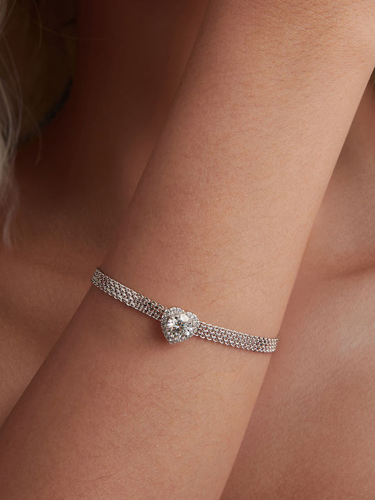 Daskalakis Daskalakis Damen Armband Kette mit Herz-Design aus Leder mit Diamant Daskalakis Daskalakis Damen Armband Kette mit Herz-Design aus Leder mit Diamant