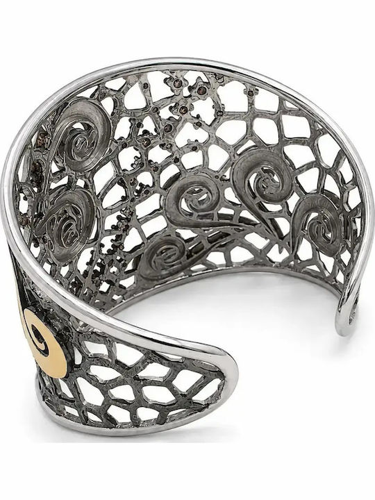 Brățară Tip Cuff Argint K18 Aur Pentru Femei Zircon Silverline Zircon Cafeniu Negru Rodiu Handmade Argintauriu 0230387201
