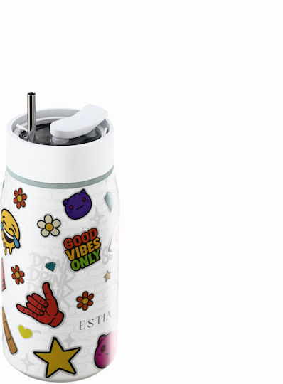 Estia Lens Save The Aegean Thermos Stainless Steel BPA Free 360ml Urban Vibes with Straw