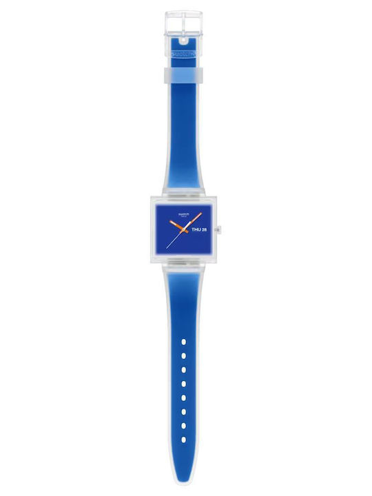 Swatch Thru Ανδρικό Ρολόι Μπαταρίας με Μπλε Καουτσούκ Λουράκι