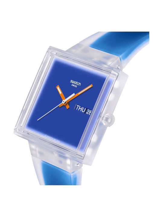 Swatch Thru Ανδρικό Ρολόι Μπαταρίας με Μπλε Καουτσούκ Λουράκι