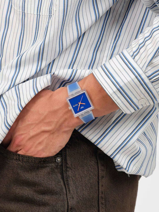 Swatch Thru Ανδρικό Ρολόι Μπαταρίας με Μπλε Καουτσούκ Λουράκι