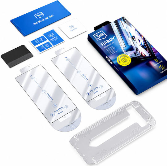 3mk Pack 2 Tempered Glass Iphone 11 Applicator Frame Black Transparent