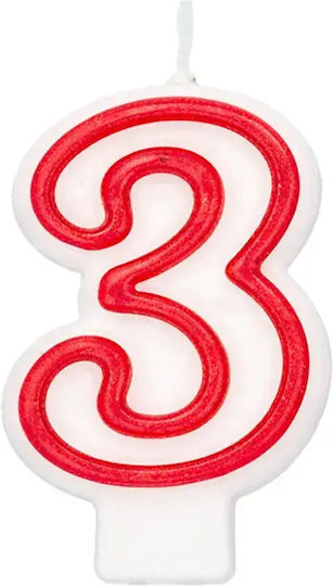 Geburtstagskerze Chippo 968094-3 Nummer 3 Rote 7,5 cm