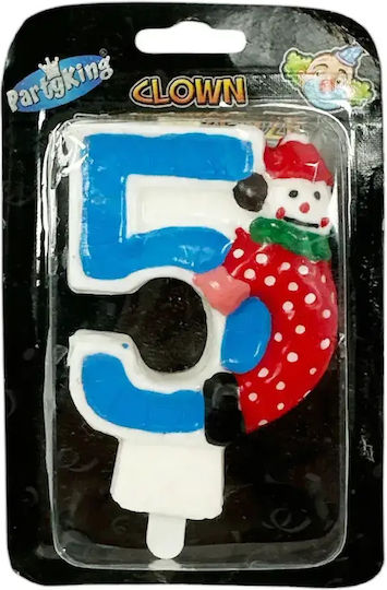 Chippo Geburtstagstorte Kerze Clown 134788 Nummer 5 Blau 9,5 cm