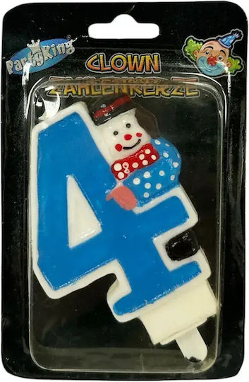 Geburtstagskerze Chippo Clown 134788 Nummer 4 Blaue 9,5 cm