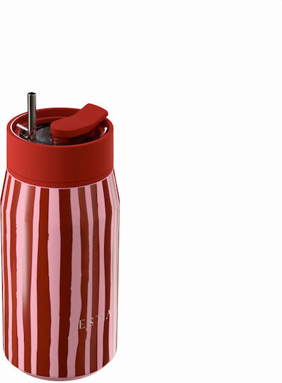 Estia Lens Save The Aegean Μπουκάλι Θερμός Ανοξείδωτο 360ml Viva Stripe με Καλαμάκι