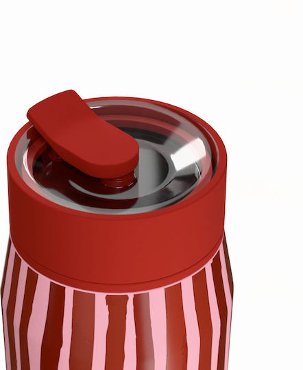 Estia Lens Save The Aegean Μπουκάλι Θερμός Ανοξείδωτο 360ml Viva Stripe με Καλαμάκι