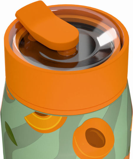 Estia Lens Save The Aegean Thermos Bottle Stainless Steel 360ml Peach Garden with Straw