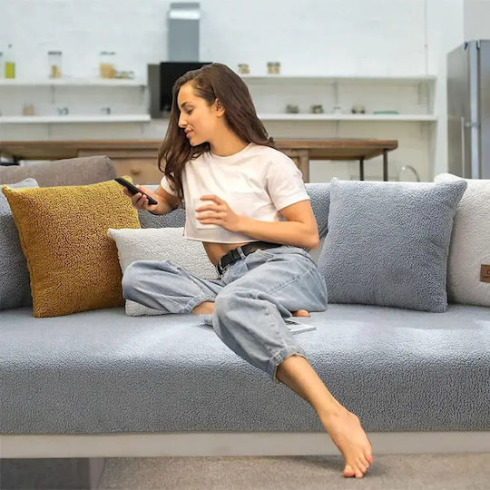 Elastische Abdeckung Für Vier-Sitzer-Sofa Grau 110x210cm