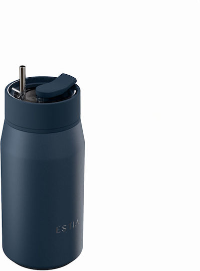 Estia Lens Save The Aegean Чаша Термос Неръждаема стомана Без BPA 360ml Индиго с Сламка