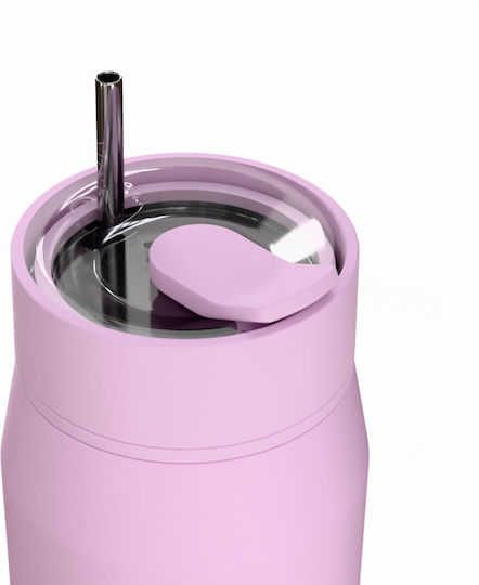 Estia Lens Save The Aegean Термочаша Термос Неръждаема Стомана Без BPA 360ml Лавандула с Сламка
