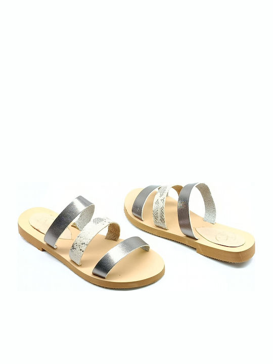 Leather Women's Flat Sandals Beige