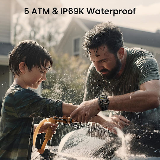 Kospet Tank M4C Stainless Steel 50mm Αδιάβροχο Smartwatch με Παλμογράφο (Μαύρο - M/L)