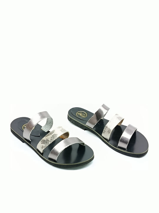 Leather Women's Flat Sandals Black