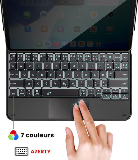 Avizar Azerty Keyboard Case 10" Tablet Usb-c Connector Stand Black
