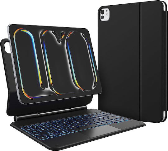 Avizar Azerty Keyboard Case 10" Tablet Usb-c Connector Stand Black