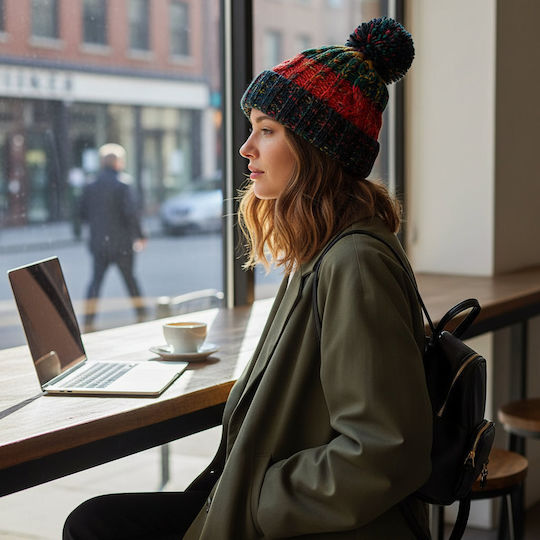 Pom Pom Beanie Unisex Strickmütze