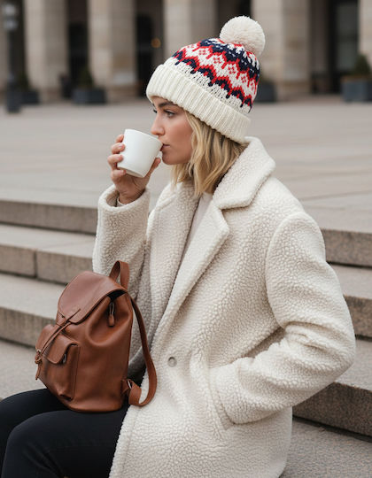 Beanie Unisex Fleece Beanie Knitted in White Colour