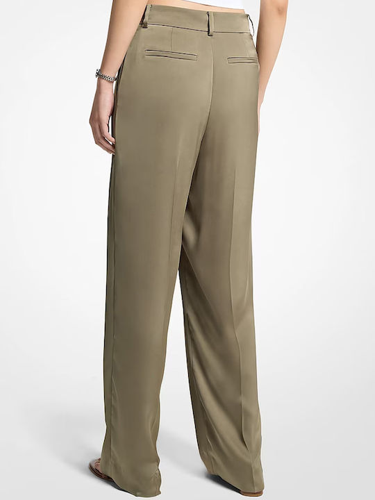 Michael Kors Women's High Rise Satin Pantaloons Olive