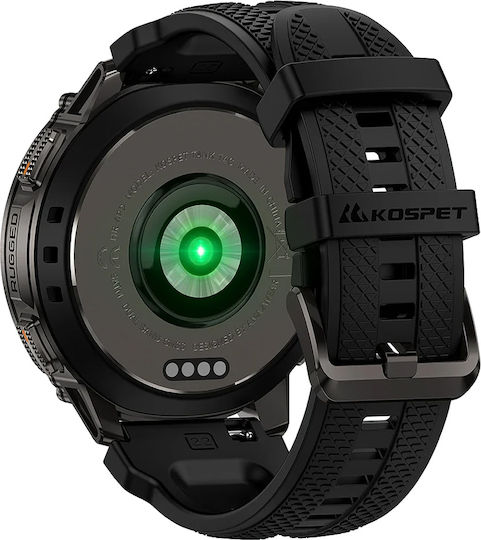Kospet Tank T4C Stainless Steel 50mm Waterproof Smartwatch with Heart Rate Monitor Black M/L