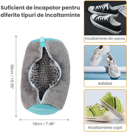 Geantă De Spălat Pantofi Mașină De Spălat Protecție Pantofi Adidași Material Durabil Fermoar Premium Curățare Sigură 39x19 Cm Gri