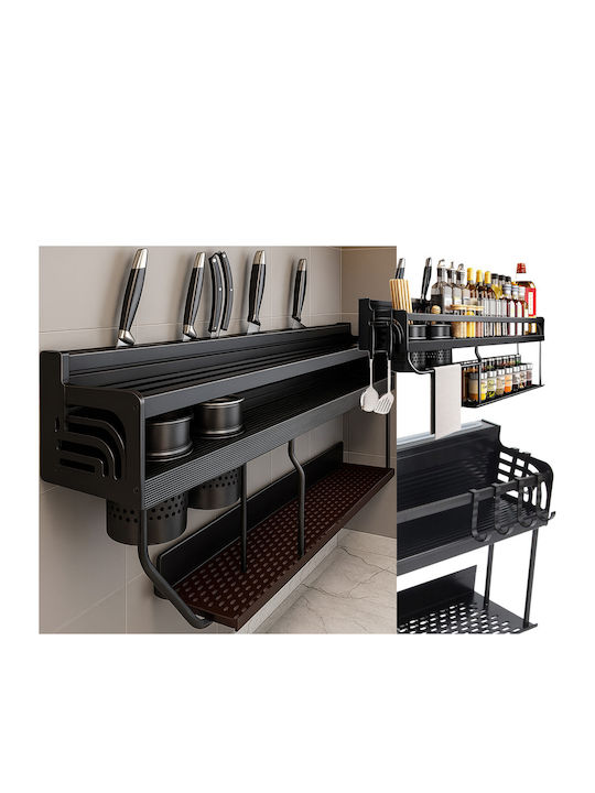 Raft de perete metalic 58x24x12cm negru