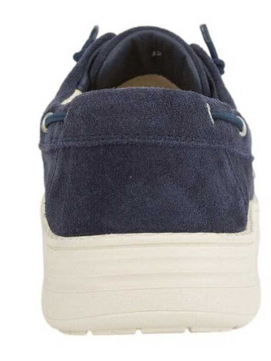 Suede Men's Moccasins in Blue Colour