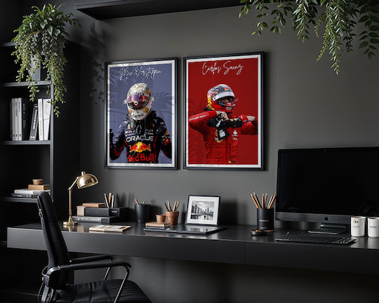 Poster Formula1 Carlos Sainz F061 40cm X 50cm Black Wooden Frame