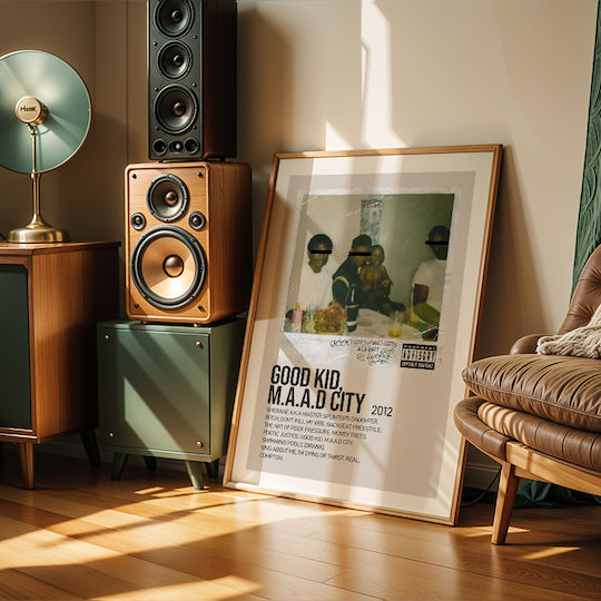Music Poster Good Kid M.a.a.d City Kendrick Lamar Ms539 40cm X 50cm Black Wooden Frame