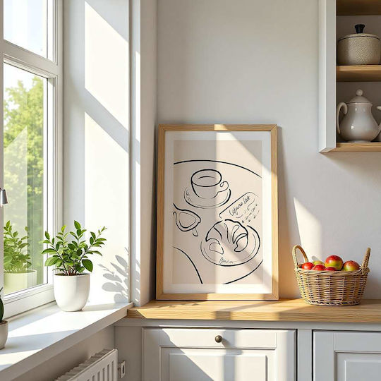 Poster Französisches Frühstück Lineares Design Pst25332 40cm x 50cm Premium Schwarzes Hölzernes Gemälde-62133pd156353f55323 Poster Französisches Frühstück Lineares Design Pst25332 40cm x 50cm Premium Schwarzes Hölzernes Gemälde-62133pd156353f55323