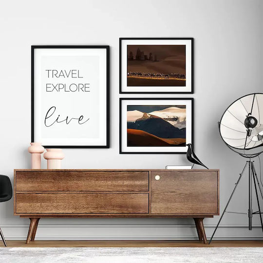 Quote Poster Travel Explore Live Pst25186 40cm X 50cm Premium Μαύρο Ξύλινο Κάδρο-61623pd156401f55323