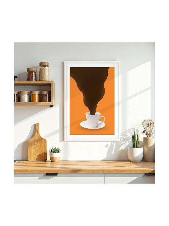 Poster Coffee Cup Pst25358 40cm X 50cm Premium Μαύρο Ξύλινο Κάδρο-62153pd156341f55323