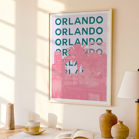 Poster Orlando Pop Art Pst25512 40cm X 50cm Frame Natural Wooden Beige