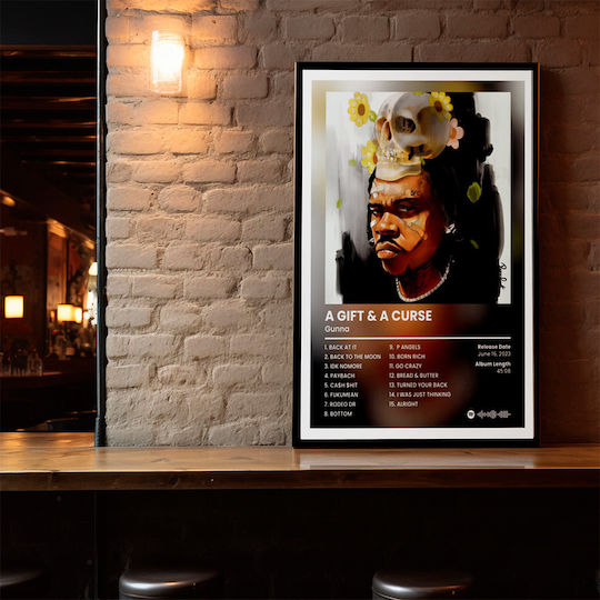 Music Poster Gunna A Gift & A Curse Ms132 40cm X 50cm Black Wooden Frame