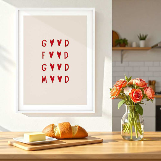 Poster Good Food Good Mood Pst25293 40cm X 50cm Premium Black Wooden Frame