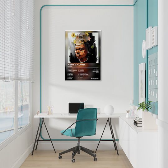 Music Poster Gunna A Gift & A Curse Ms132 40cm X 50cm Frame Natural Wood Beige